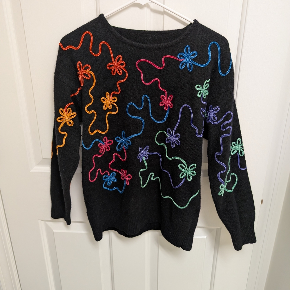 Rainbow Squiggle Angora Wool Sweater Rino Rossi Women's Sweater Size Small